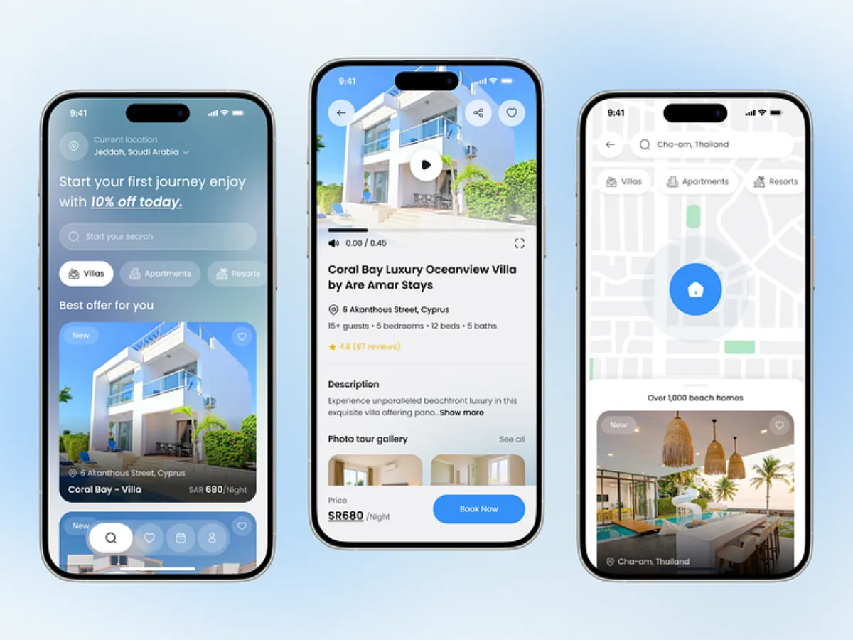 澳门旅游酒店APP手机界面展示