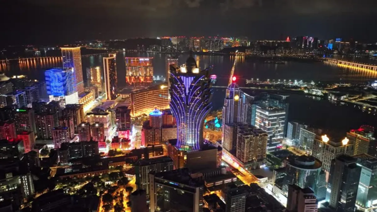 美高梅酒店夜景灯光璀璨